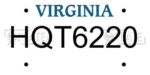 HQT6220 Virginia License Plate