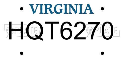 HQT6270 Virginia License Plate