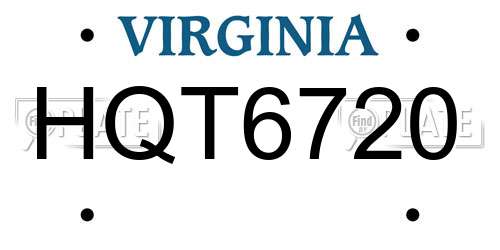 HQT6720 Virginia License Plate