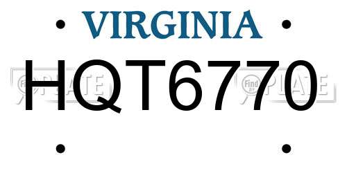 HQT6770 Virginia License Plate