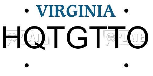 HQTGTTO Virginia License Plate