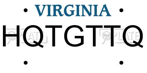 HQTGTTQ Virginia License Plate