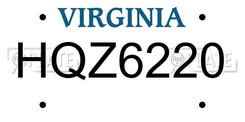 HQZ6220 Virginia License Plate