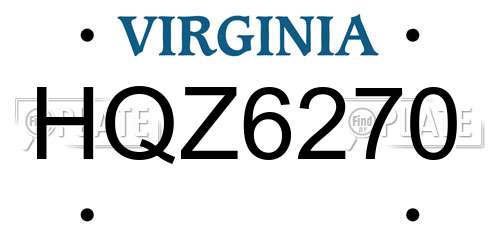HQZ6270 Virginia License Plate