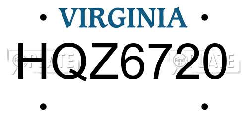 HQZ6720 Virginia License Plate