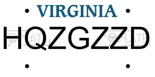 HQZGZZD Virginia License Plate