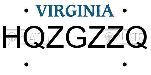 HQZGZZQ Virginia License Plate