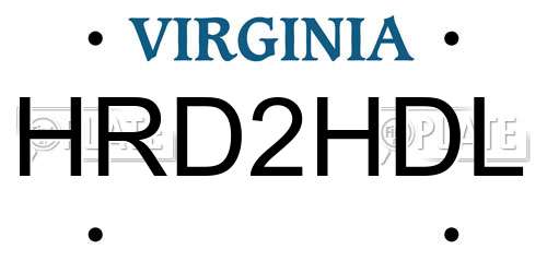 HRD2HDL Virginia License Plate