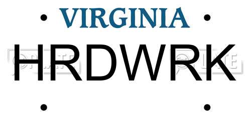 HRDWRK Virginia License Plate