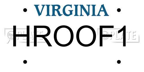 HROOF1 Virginia License Plate