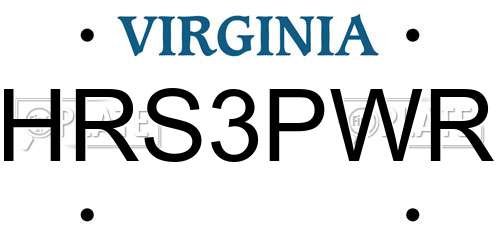 HRS3PWR Virginia License Plate