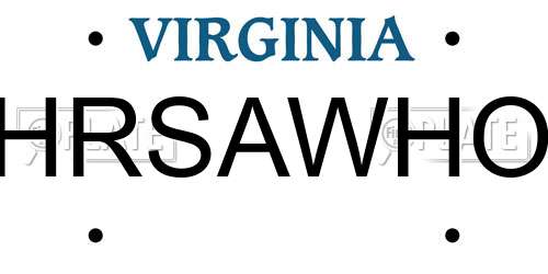 HRSAWHO Virginia License Plate