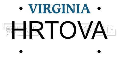 HRTOVA Virginia License Plate
