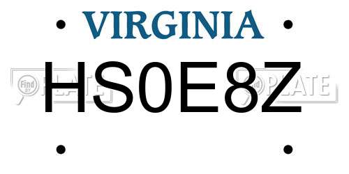 HS0E8Z Virginia License Plate
