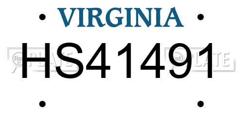 HS41491 Virginia License Plate