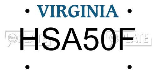 HSA50F Virginia License Plate