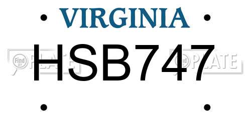 HSB747 Virginia License Plate