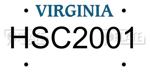 HSC2001 Virginia License Plate