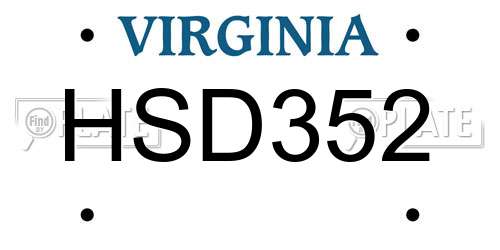 HSD352 Virginia License Plate