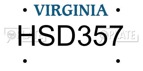 HSD357 Virginia License Plate