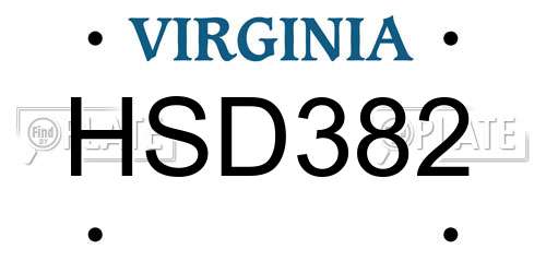 HSD382 Virginia License Plate