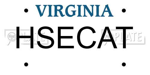HSECAT Virginia License Plate