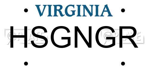 HSGNGR Virginia License Plate