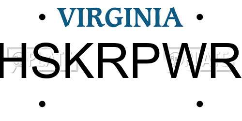 HSKRPWR Virginia License Plate