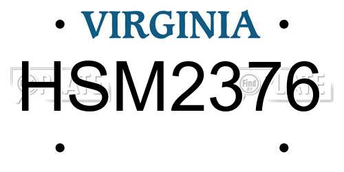 HSM2376 Virginia License Plate