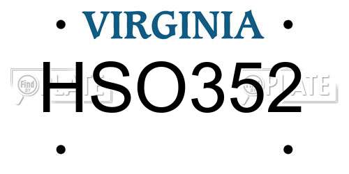 HSO352 Virginia License Plate