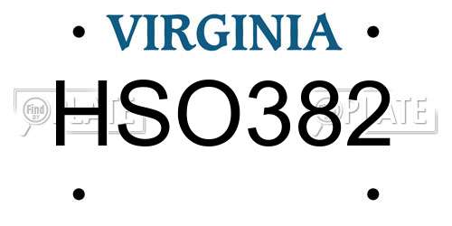 HSO382 Virginia License Plate