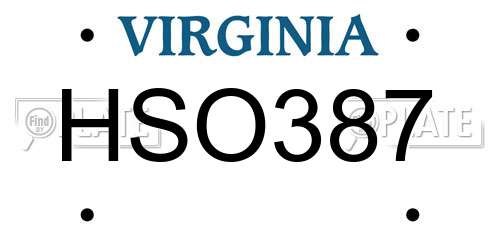 HSO387 Virginia License Plate
