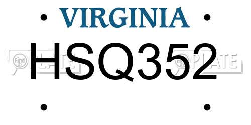 HSQ352 Virginia License Plate