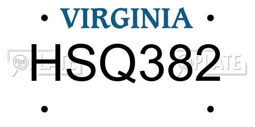 HSQ382 Virginia License Plate