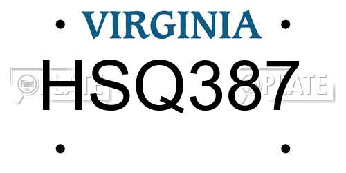 HSQ387 Virginia License Plate