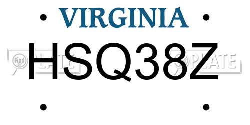 HSQ38Z Virginia License Plate