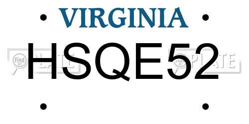 HSQE52 Virginia License Plate