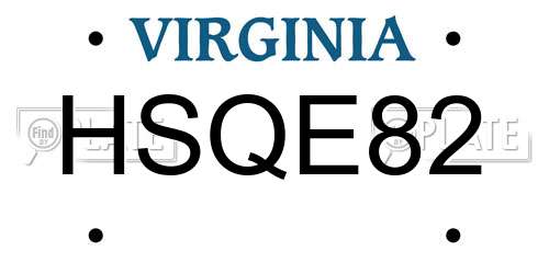 HSQE82 Virginia License Plate