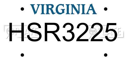 HSR3225 Virginia License Plate