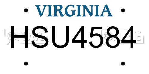 HSU4584 Virginia License Plate