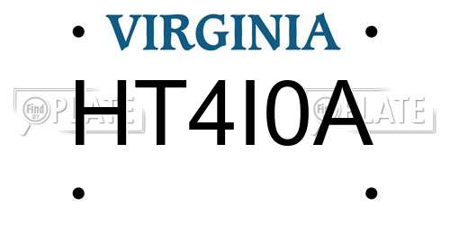 HT4I0A Virginia License Plate