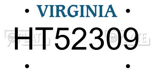 HT52309 Virginia License Plate