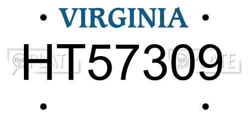 HT57309 Virginia License Plate