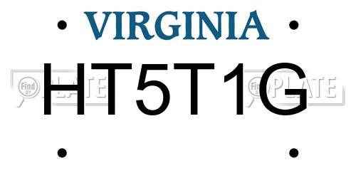 HT5T1G Virginia License Plate