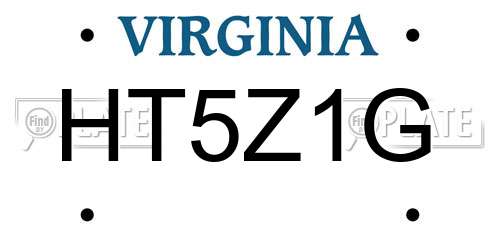 HT5Z1G Virginia License Plate