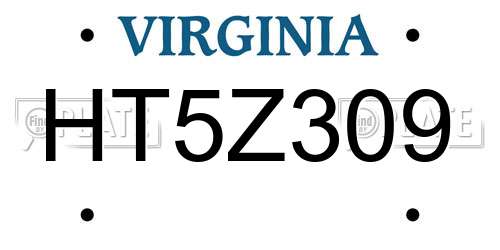 HT5Z309 Virginia License Plate