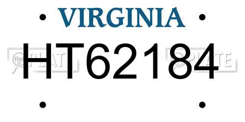 HT62184 Virginia License Plate