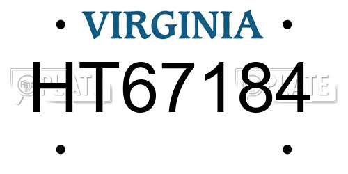 HT67184 Virginia License Plate
