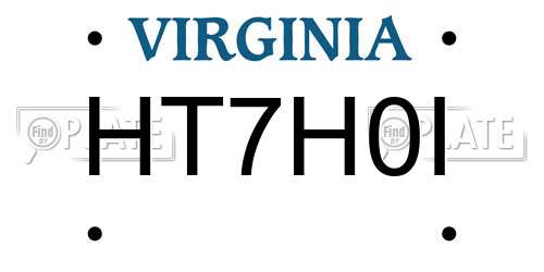 HT7H0I Virginia License Plate