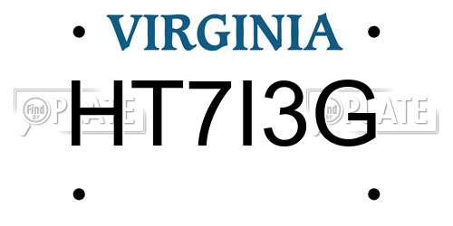 HT7I3G Virginia License Plate